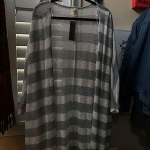 Francesca’s grey and white striped cardigan